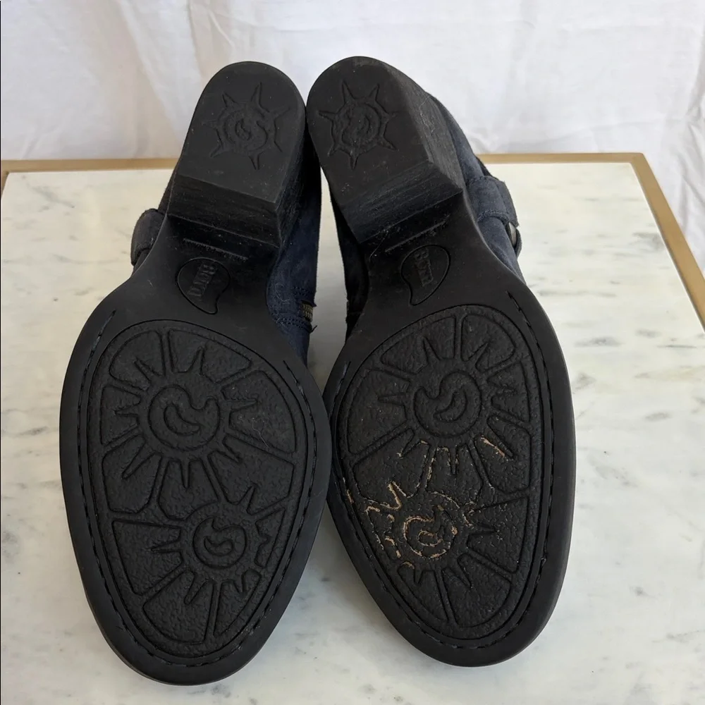 Born Carmel Harness Navy Blue Suede Ankle Boots